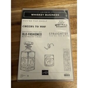 Stampin Up Whiskey Business Cling Stamp Set 152550 Masculine Birthday Dad 9pc